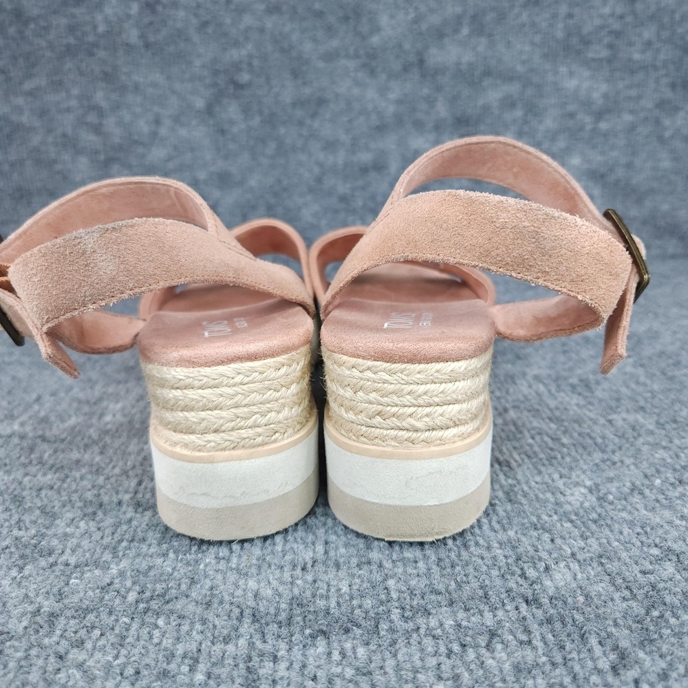 TOMS Sandals Womens Size 8 Pink Platform Espadrille Wedge Buckle Ankle Strap - Picture 4 of 14